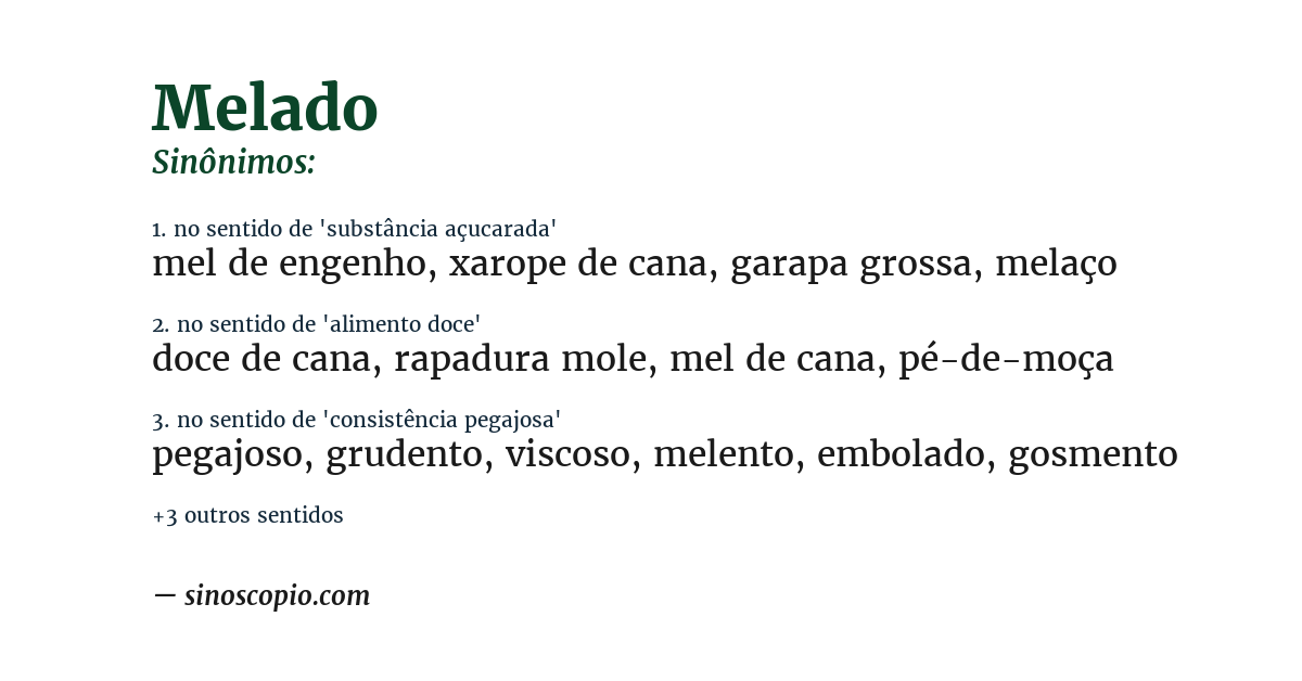 Sinônimo de melado