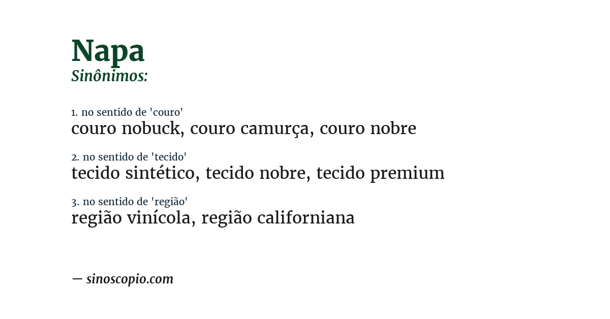 Sinônimo de napa