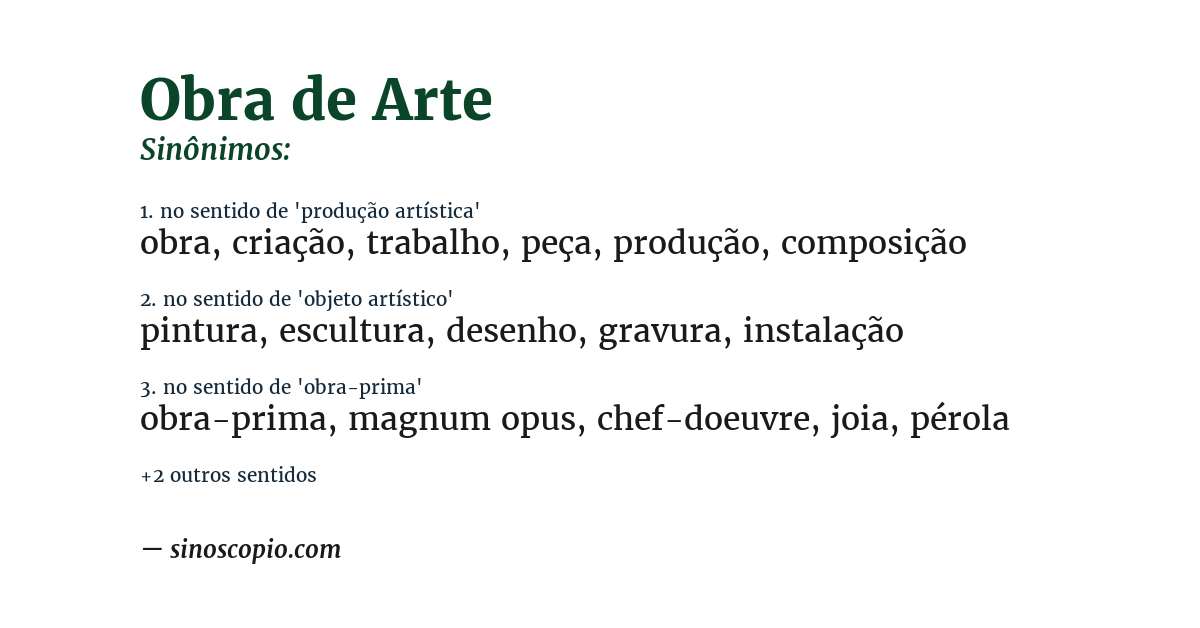 Sinônimo de obra de arte