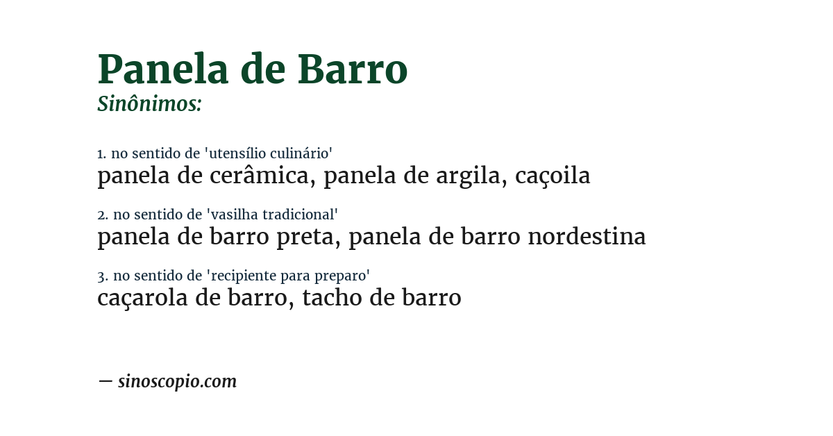 Sinônimo de panela de barro