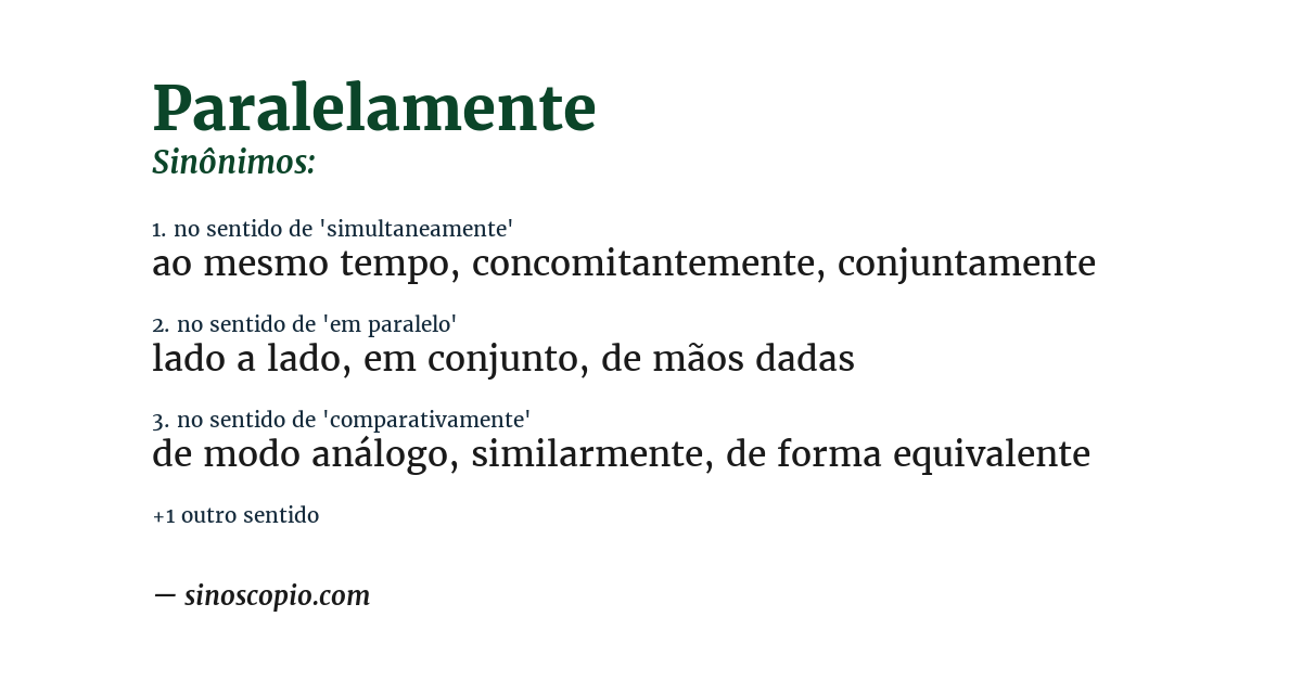 Sinônimo de paralelamente