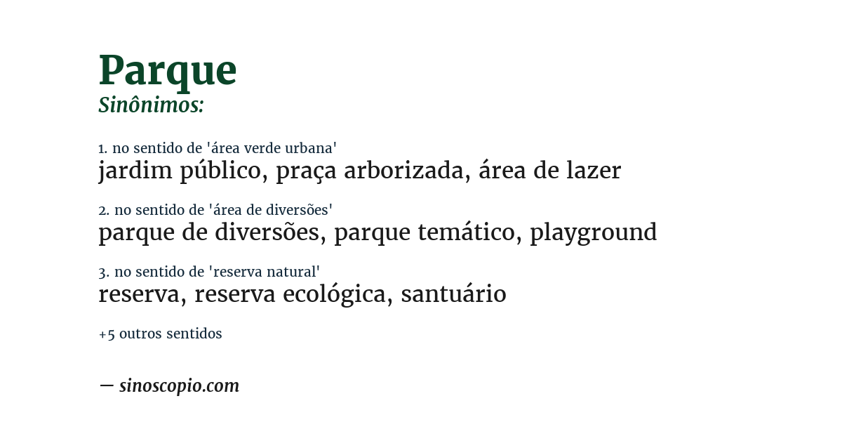 Sinônimo de parque