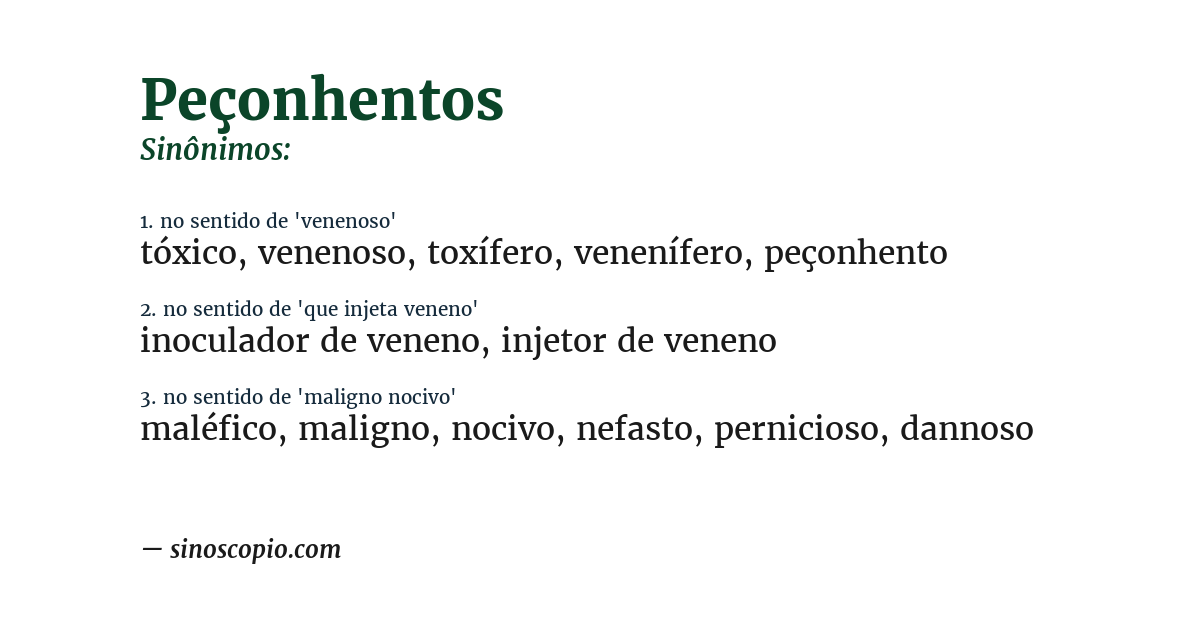 Sinônimo de peçonhentos