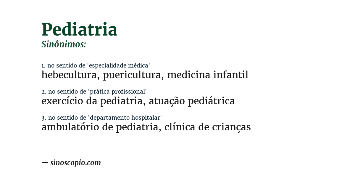 Sinônimo de pediatria