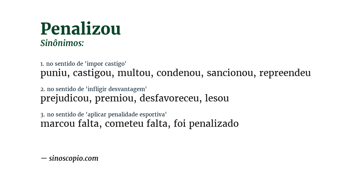 Sinônimo de penalizou