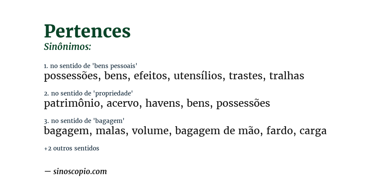 Sinônimo de pertences