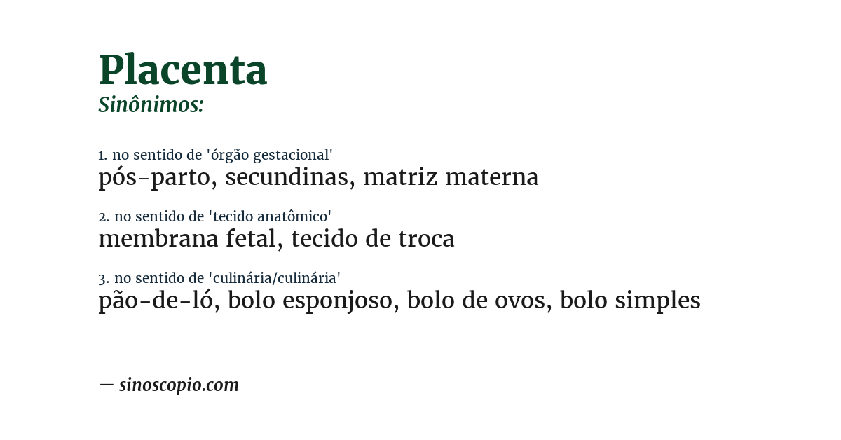 Sinônimo de placenta