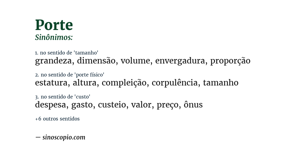 Sinônimo de porte