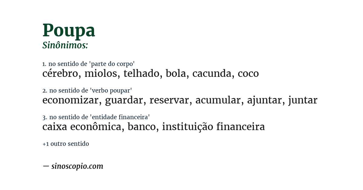 Sinônimo de poupa