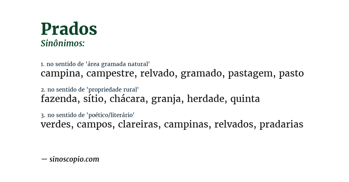 Sinônimo de prados