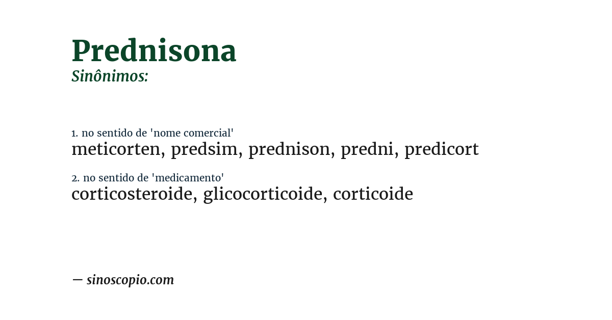 Sinônimo de prednisona