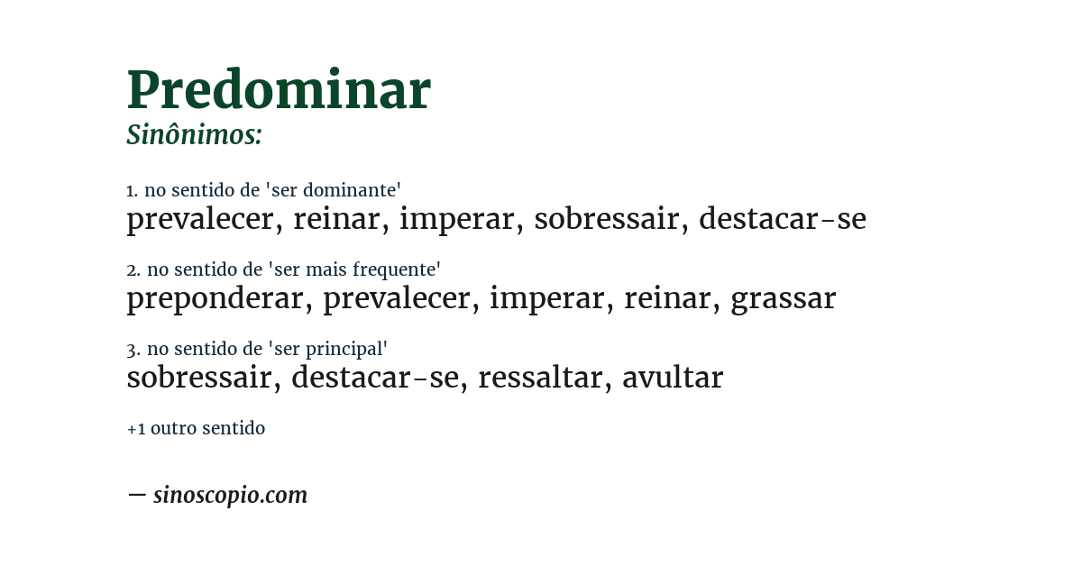 Sinônimo de predominar