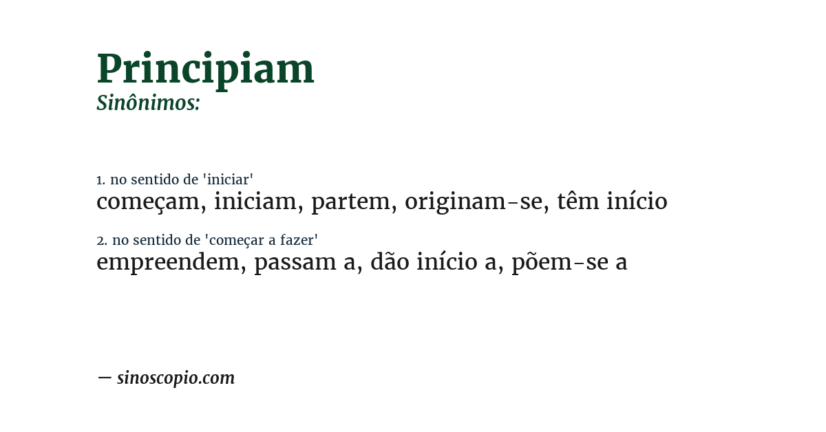 Sinônimo de principiam