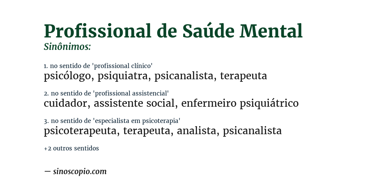 Sinônimo de profissional de saúde mental