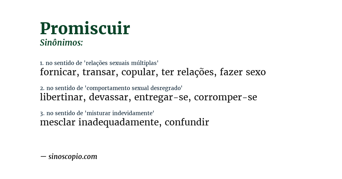 Sinônimo de promiscuir