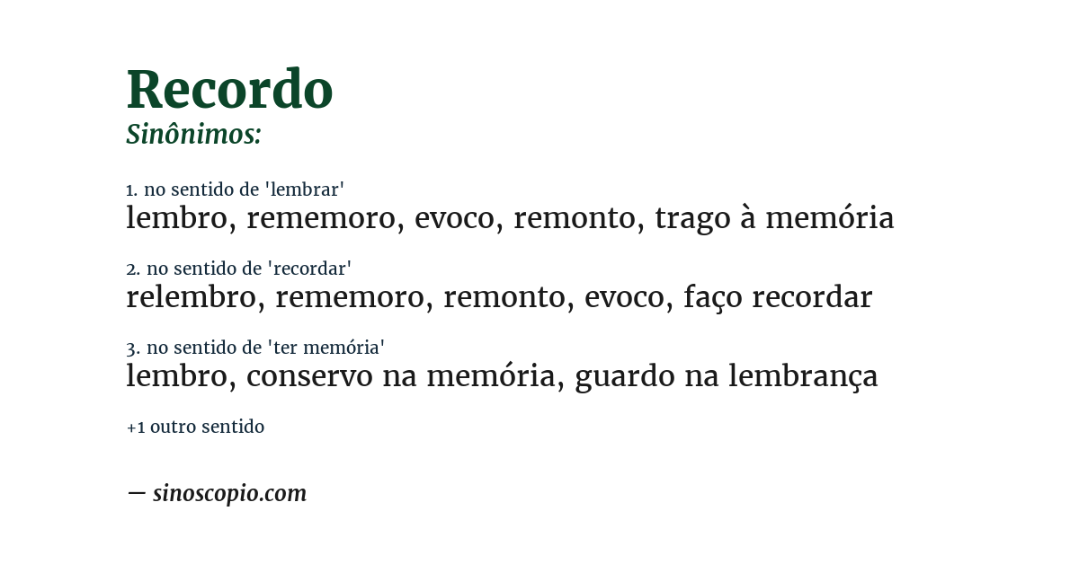 Sinônimo de recordo