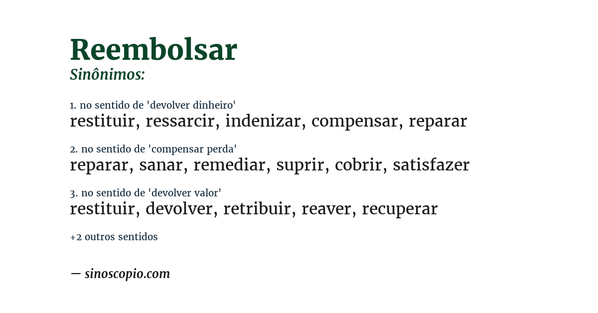 Sinônimo de reembolsar