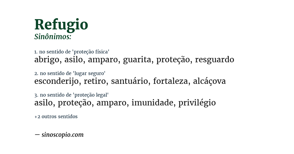 Sinônimo de refugio