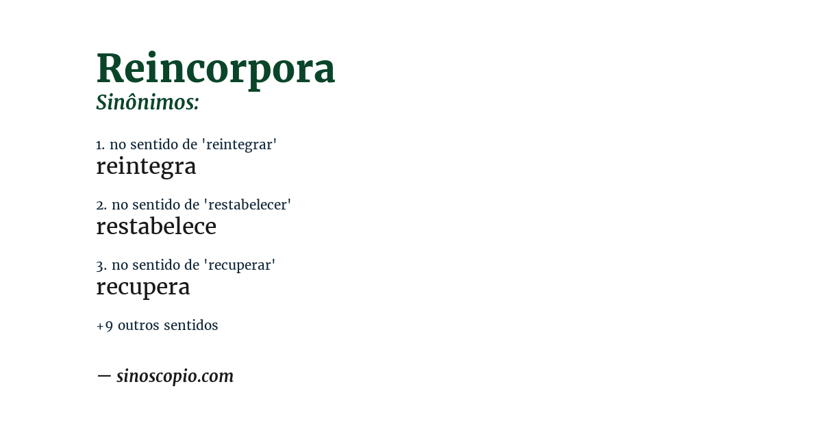 Sinônimo de reincorpora
