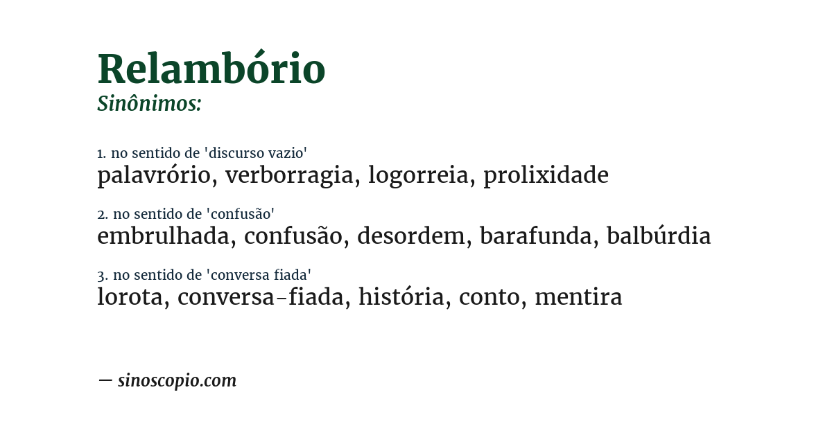 Sinônimo de relambório