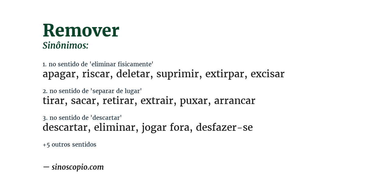 Sinônimo de remover