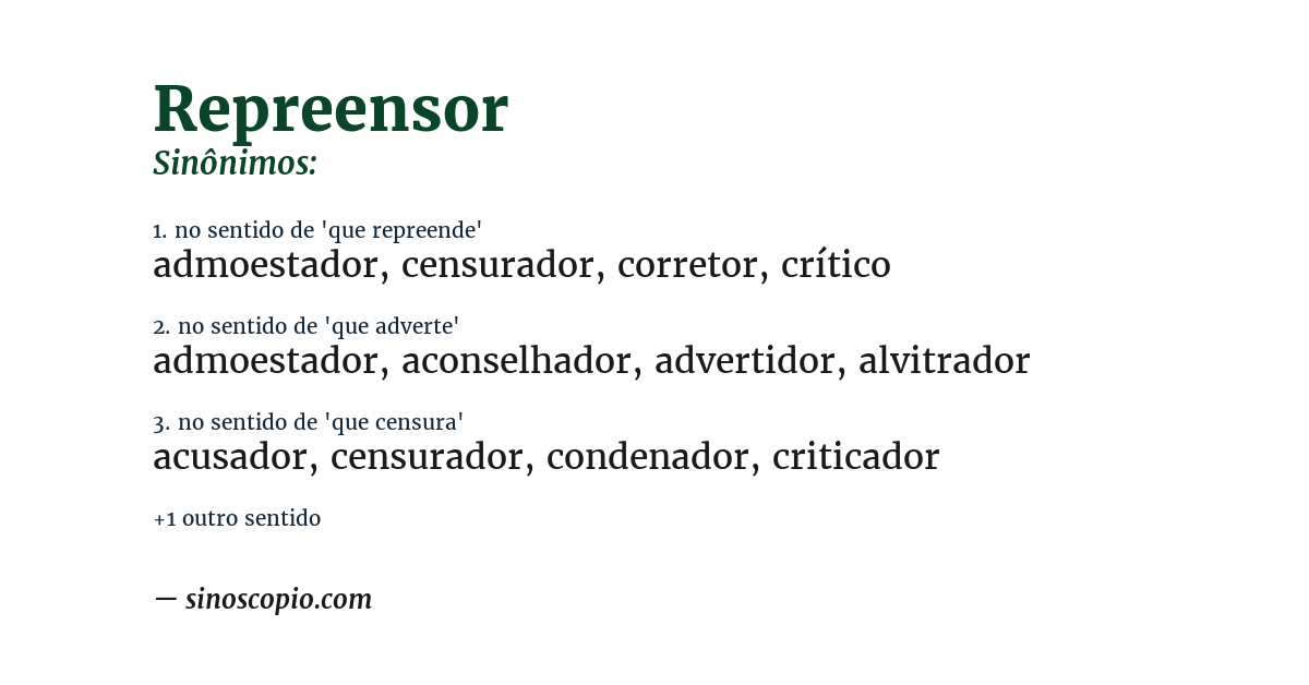 Sinônimo de repreensor