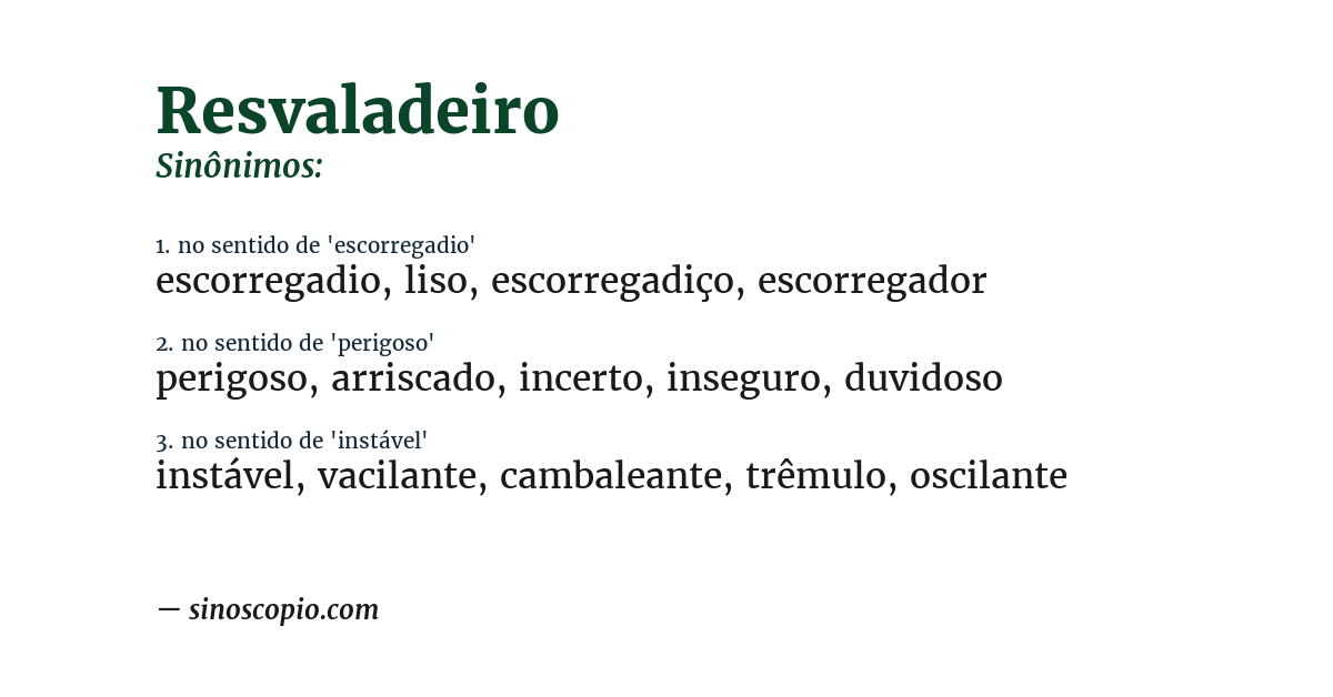 Sinônimo de resvaladeiro