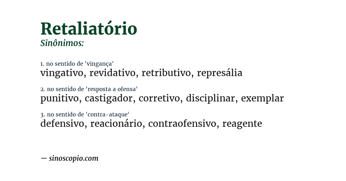Sinônimo de retaliatório