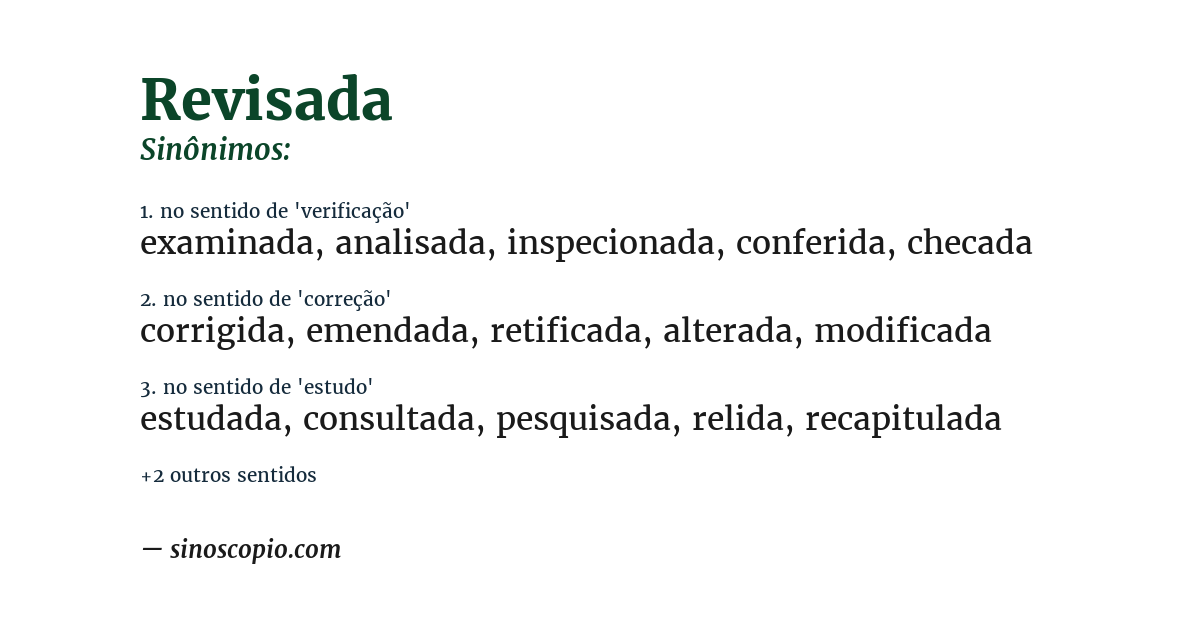 Sinônimo de revisada
