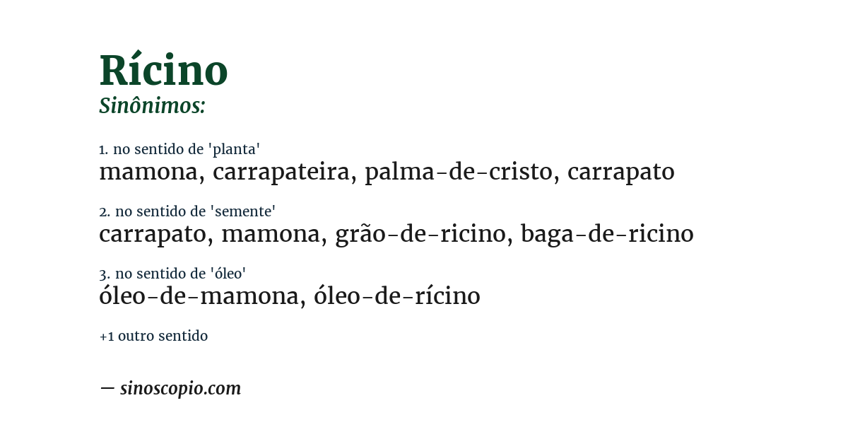 Sinônimo de rícino