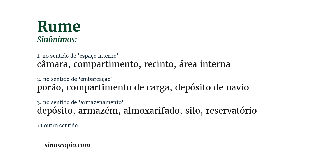 Sinônimo de rume