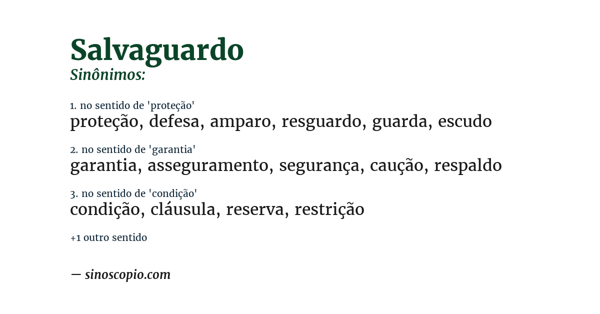 Sinônimo de salvaguardo