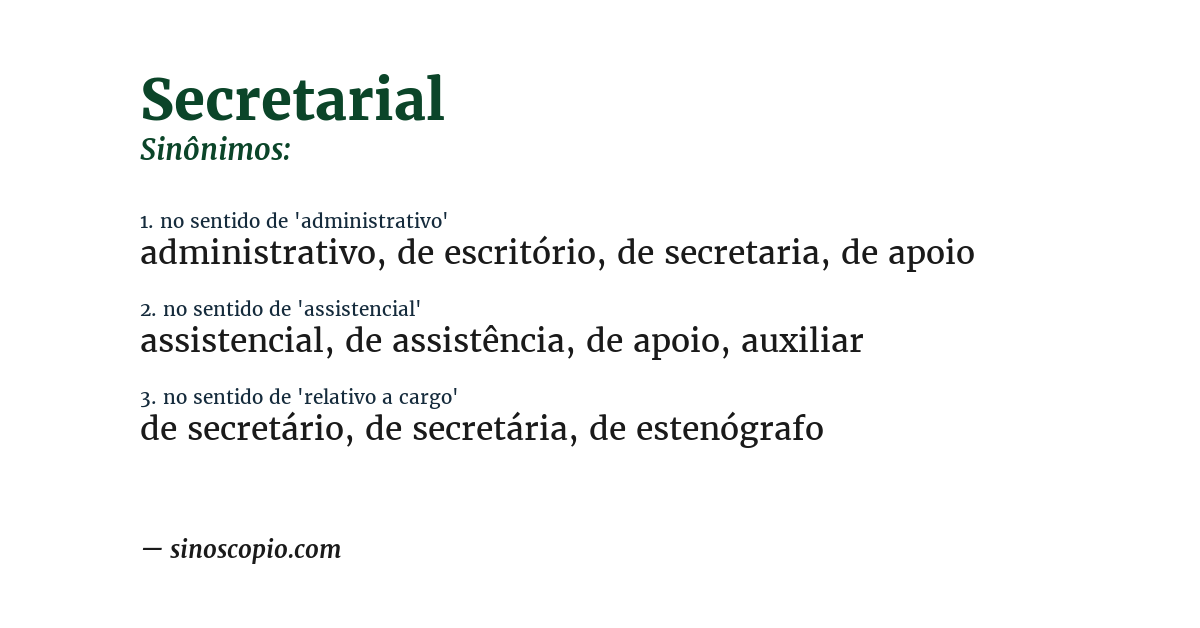 Sinônimo de secretarial