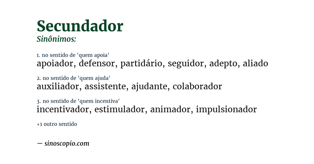 Sinônimo de secundador