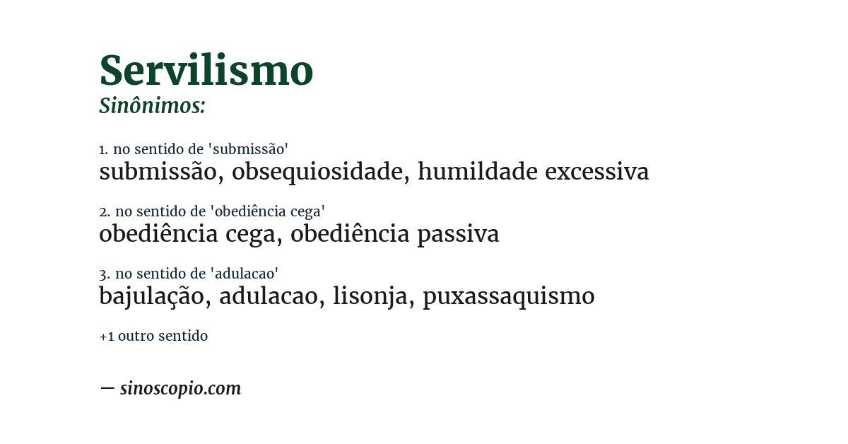 Sinônimo de servilismo