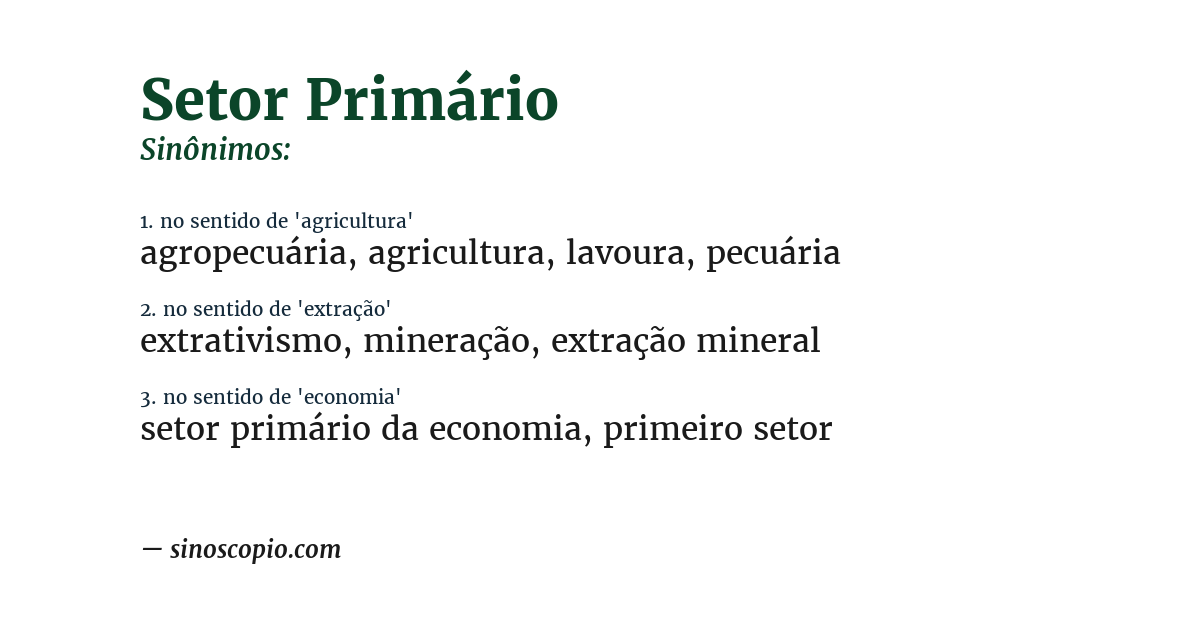 Sinônimo de setor primário