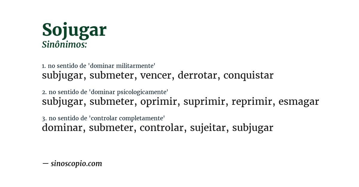 Sinônimo de sojugar
