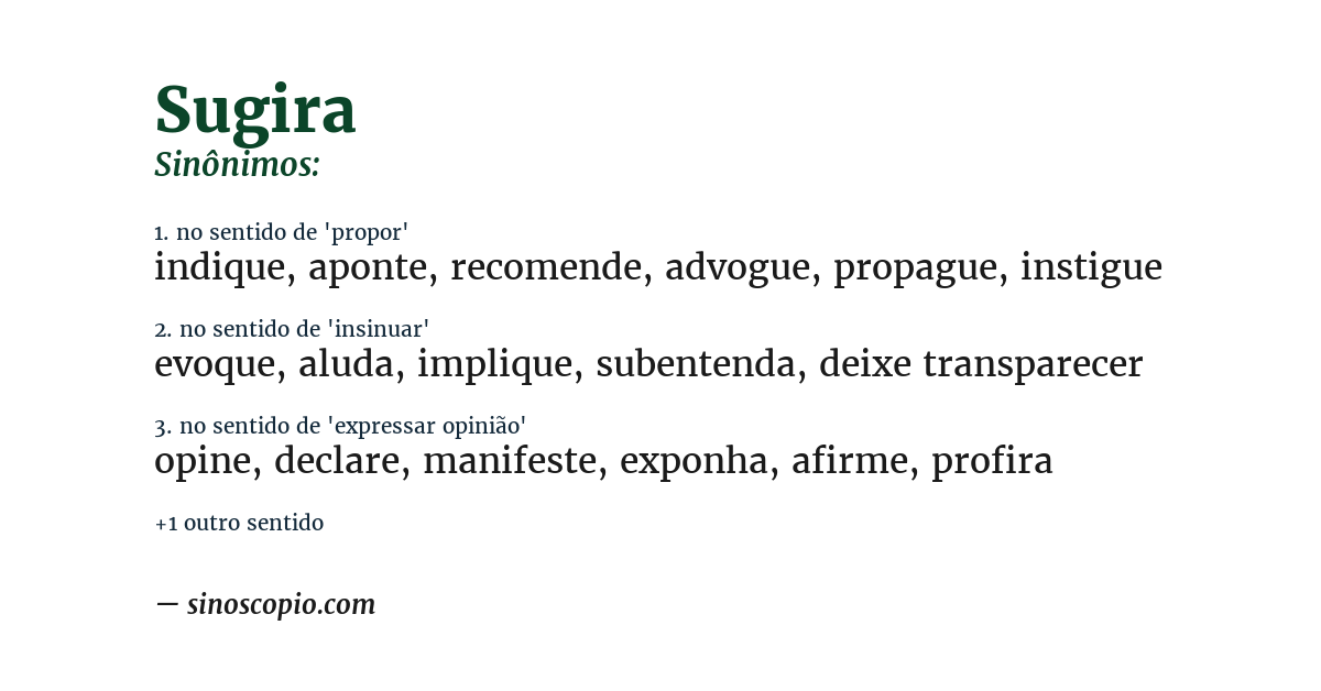 Sinônimo de sugira