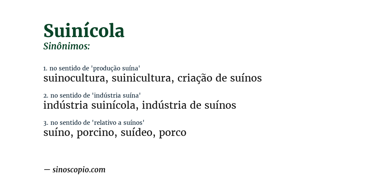 Sinônimo de suinícola