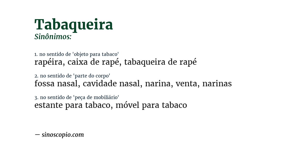 Sinônimo de tabaqueira