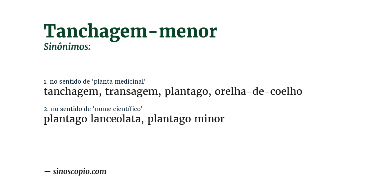 Sinônimo de tanchagem-menor