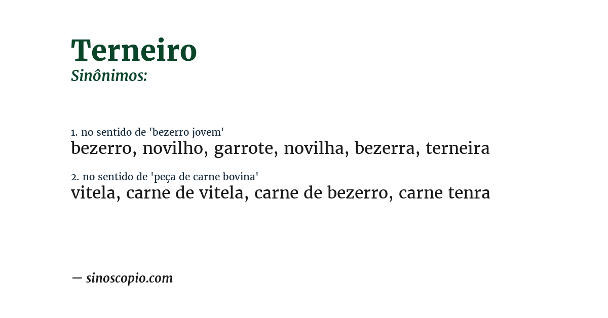 Sinônimo de terneiro