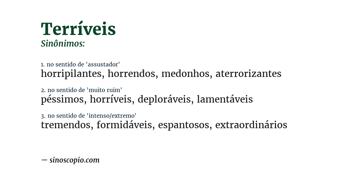 Sinônimo de terríveis