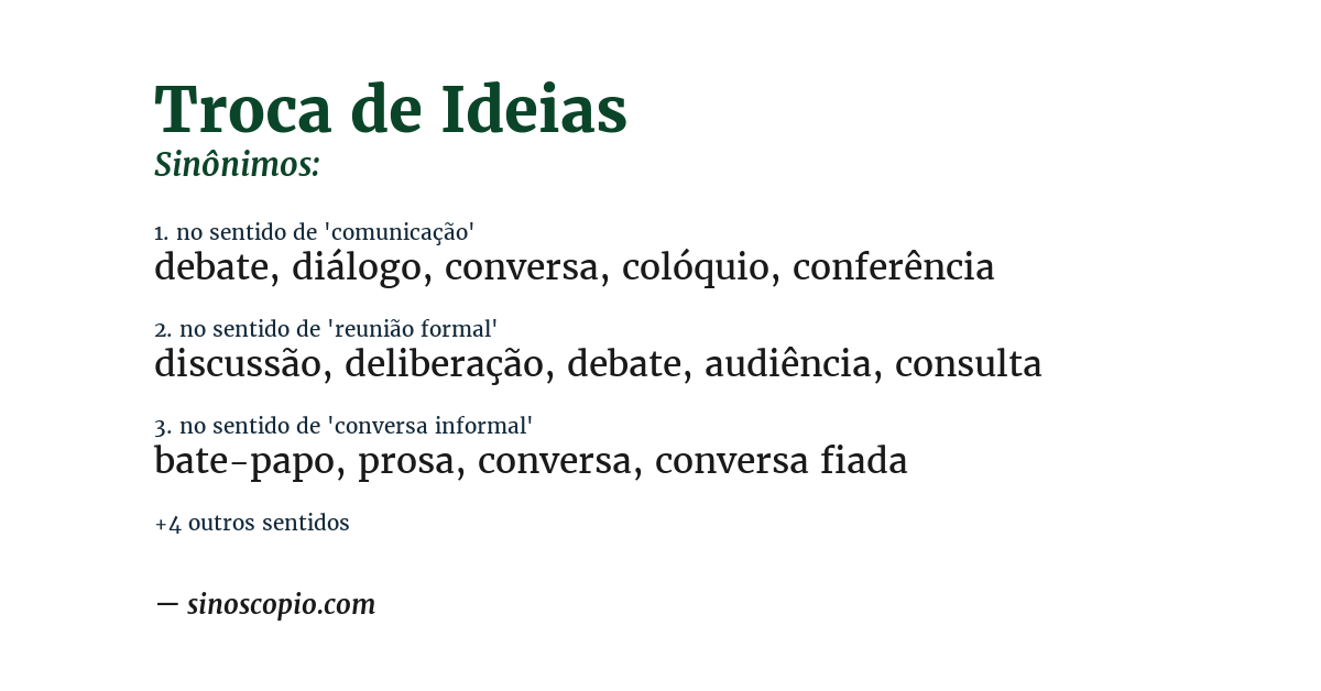 Sinônimo de troca de ideias