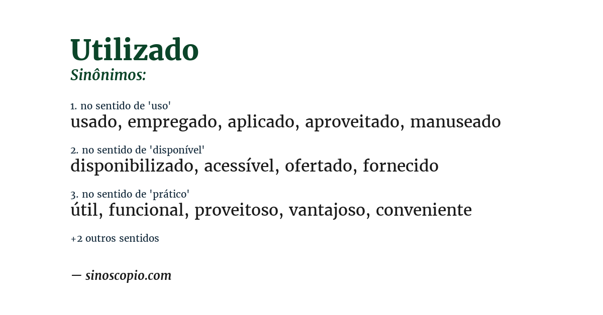 Sinônimo de utilizado