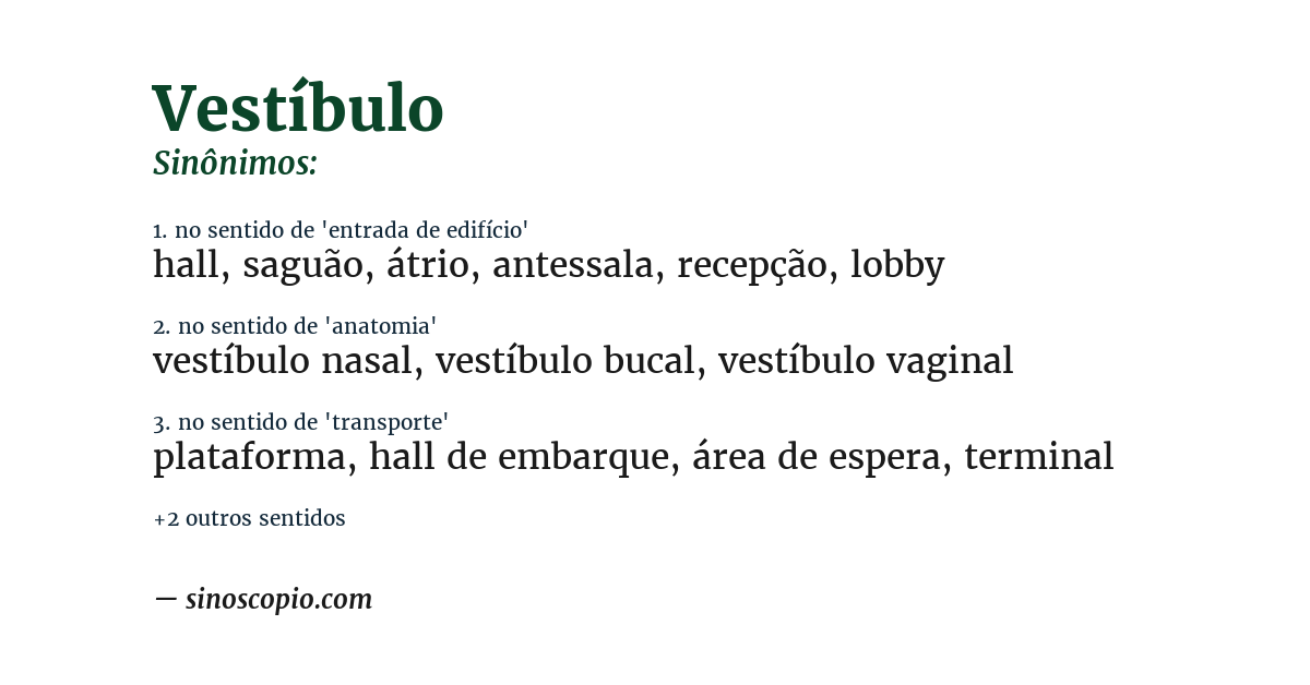 Sinônimo de vestíbulo