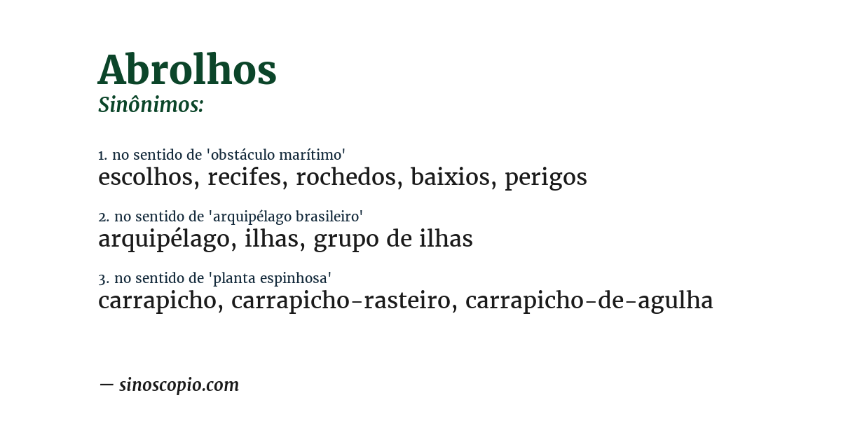 Sinônimo de abrolhos