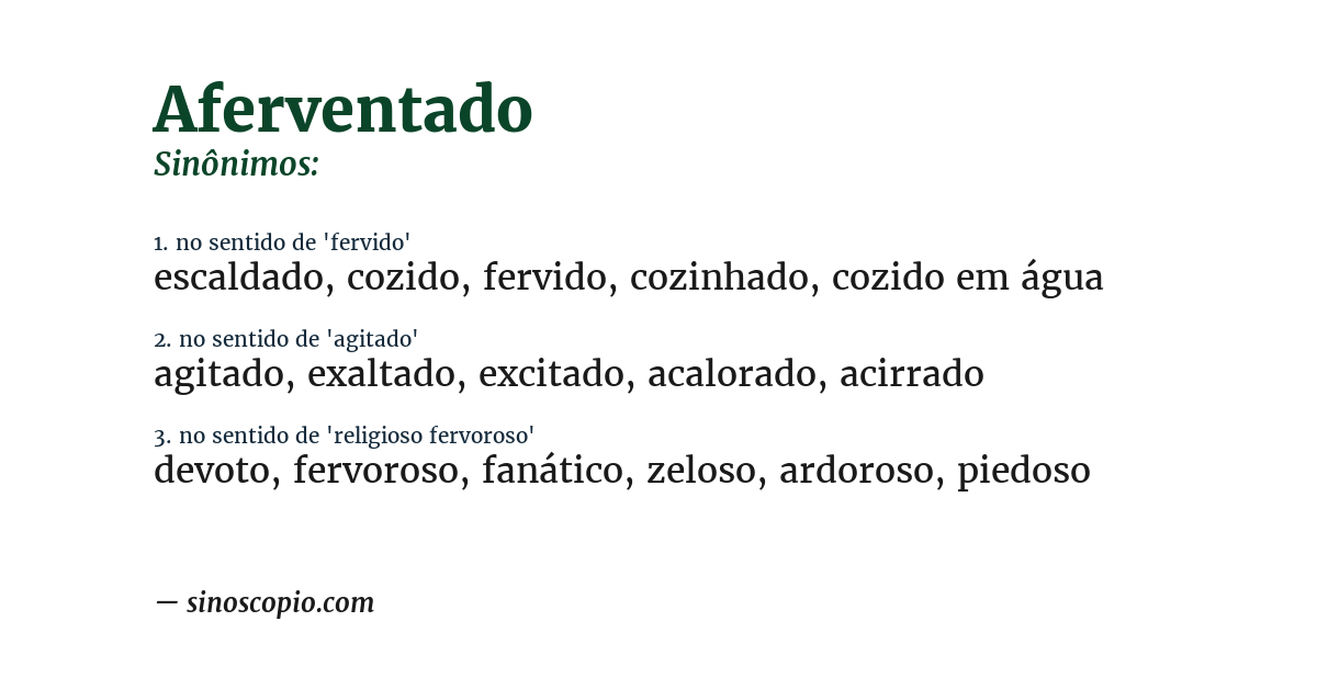 Sinônimo de aferventado