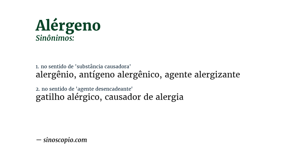 Sinônimo de alérgeno