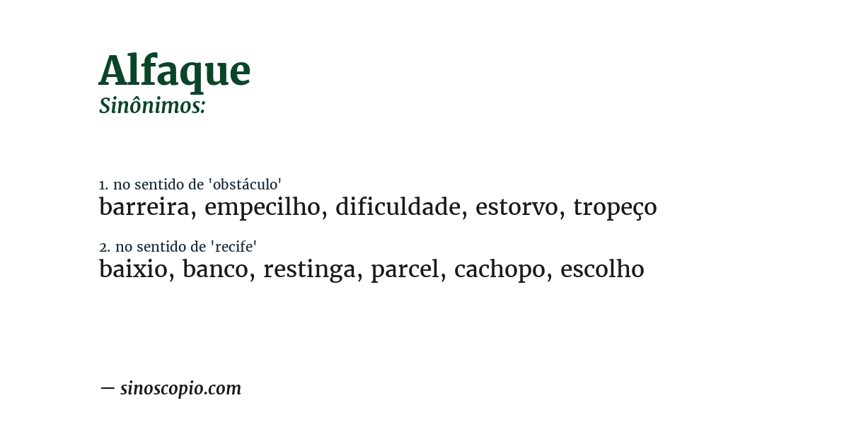 Sinônimo de alfaque